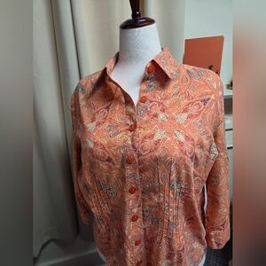 CJ Banks Paisley Button Down Shirt Size X